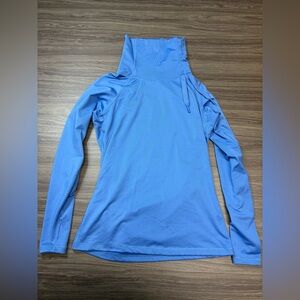 Nike Pro Cowlneck Pullover Sweatshirt Cinched Drawstring Neck Blue Women's L